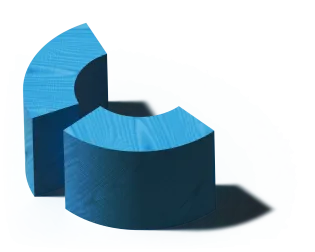 Two blue wooden blocks in a semicircle shape