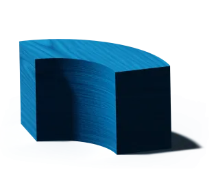 A curved blue building block