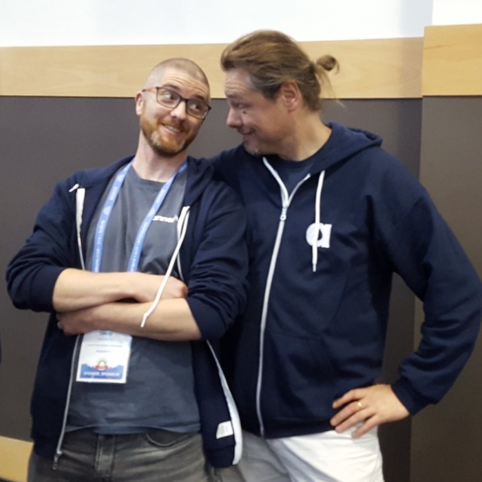 Mark and Anthony Share a Joke at DrupalCon Dublin