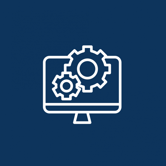Hosting icon | cogs moving on a desktop screen | Annertech managed services