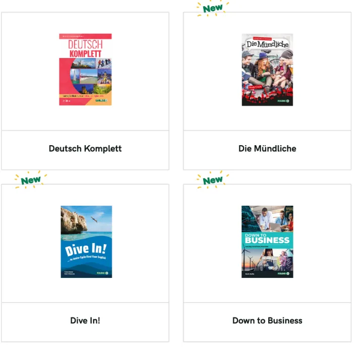 Screenshot of Folens books and programmes listing page