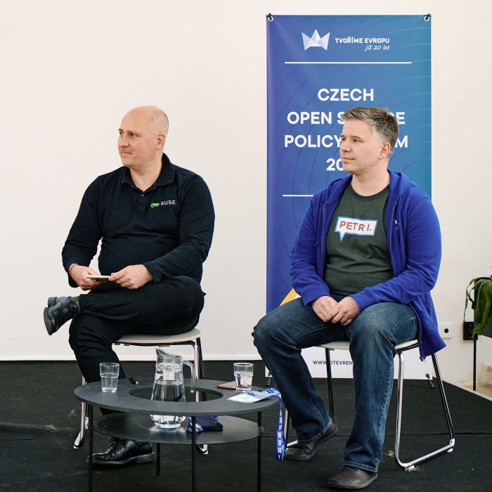 Petr Ilek waits to speak at the Czech Open Source Policy Forum 2024