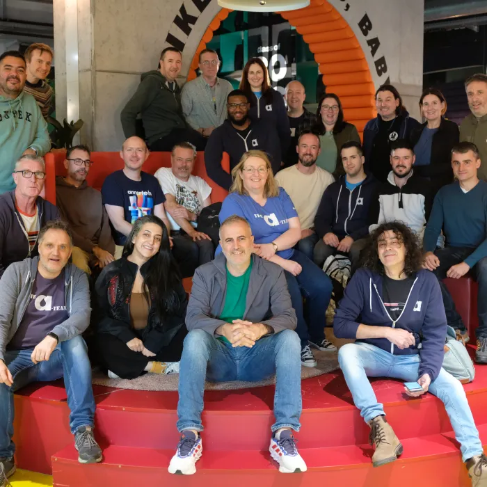 Team Annertech at The Social Hub foyer in Vienna.