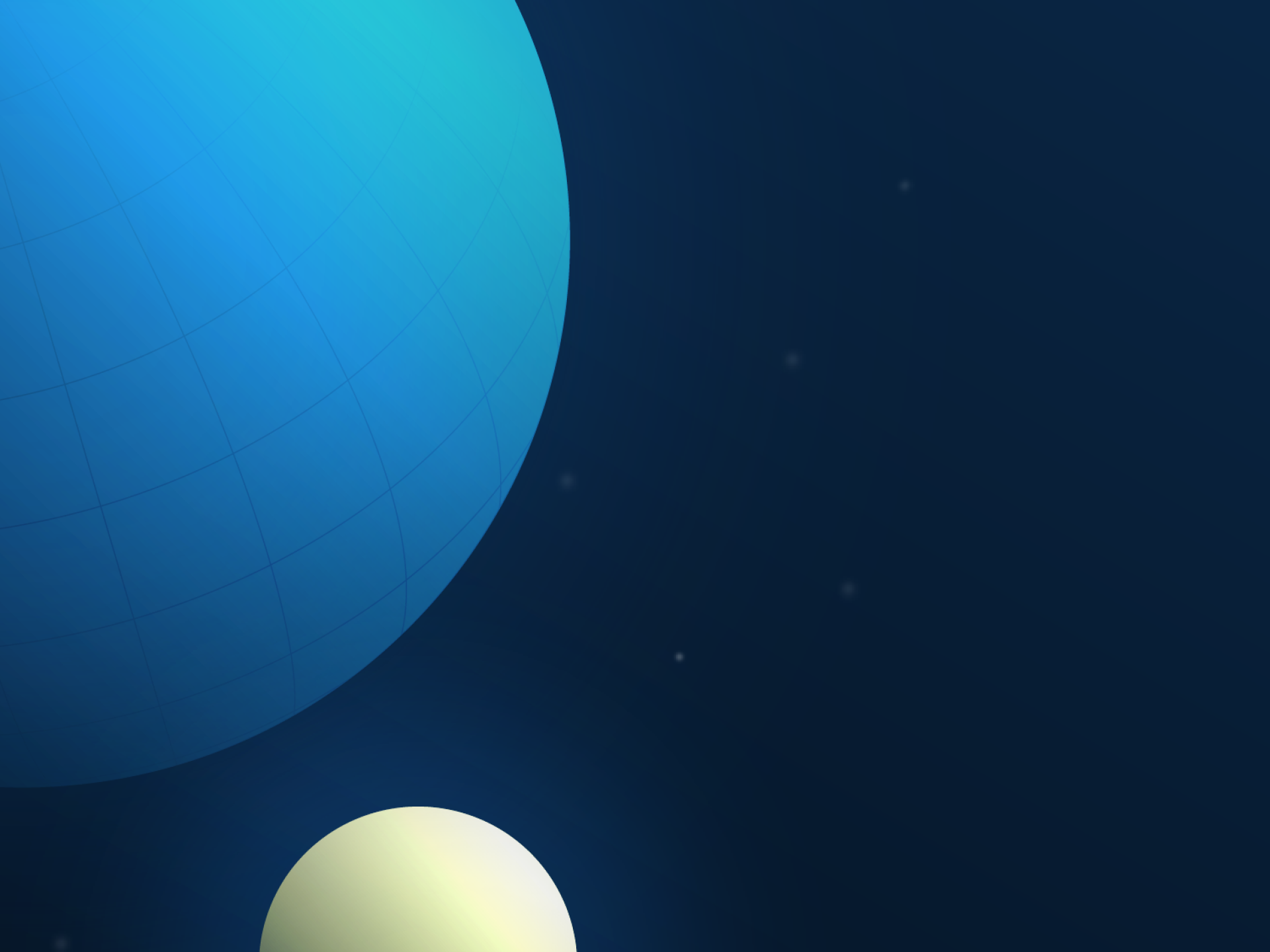 A planet and a satellite depict the concepts of microsites