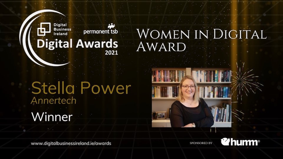 National Digital Awards 2021 - Women in Digital award - Winner is Stella Power, Annertech