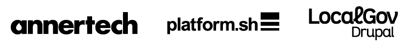 Annertech, Platform.sh and LocalGov Drupal logos in black