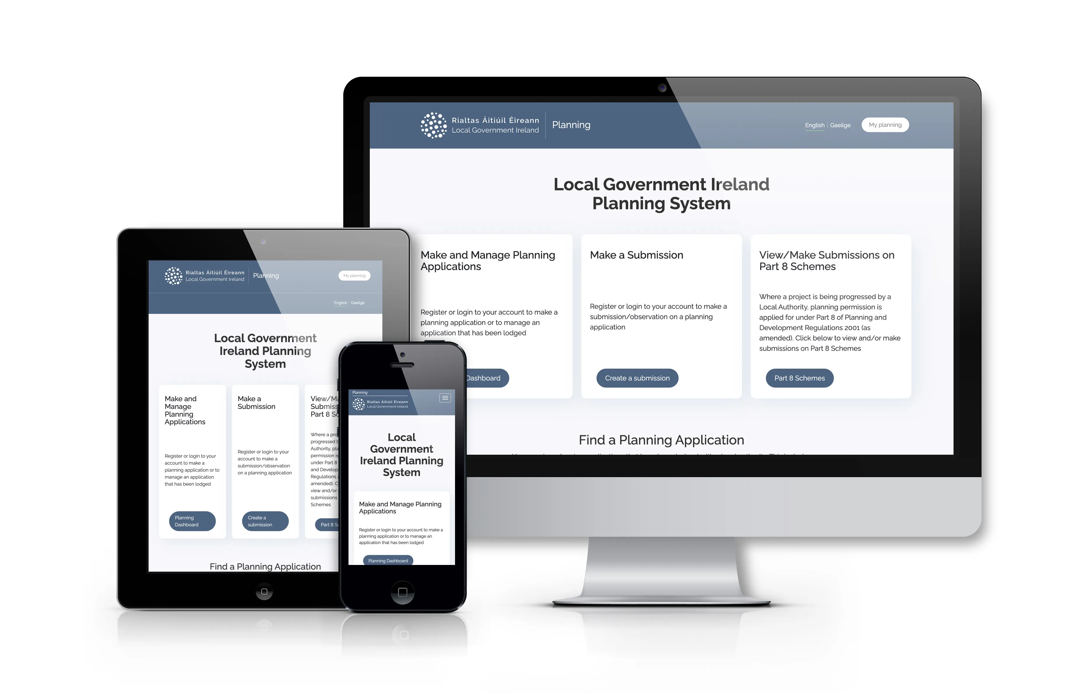 The new ePlanning portal is seen on a tablet, phone and computer screen.