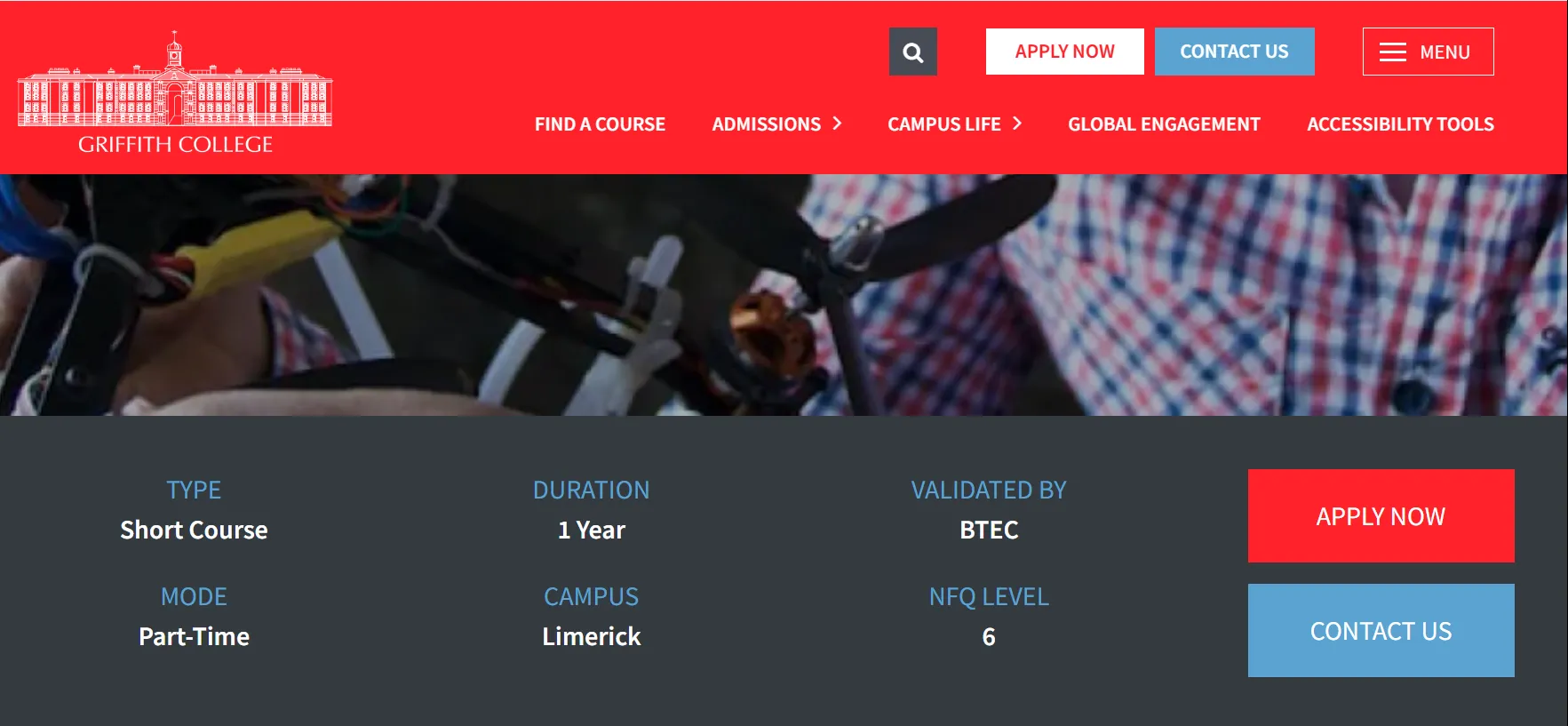 A screenshot of the Griffith College website showing the source data (6).