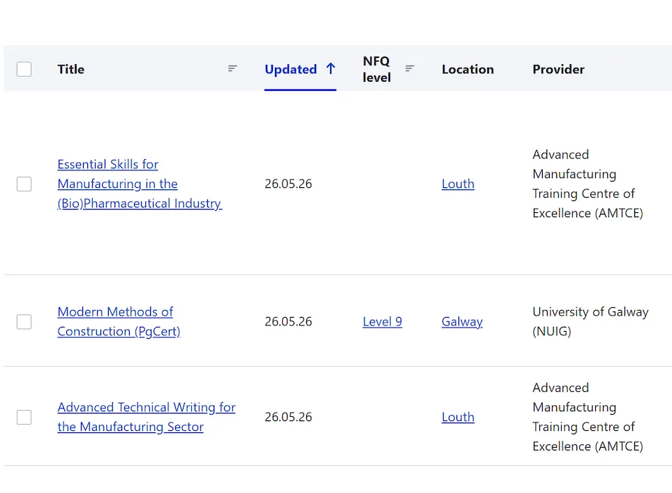 A screenshot showing how AI is used to automate course aggregation on the Skillnet MMC Accelerate website.