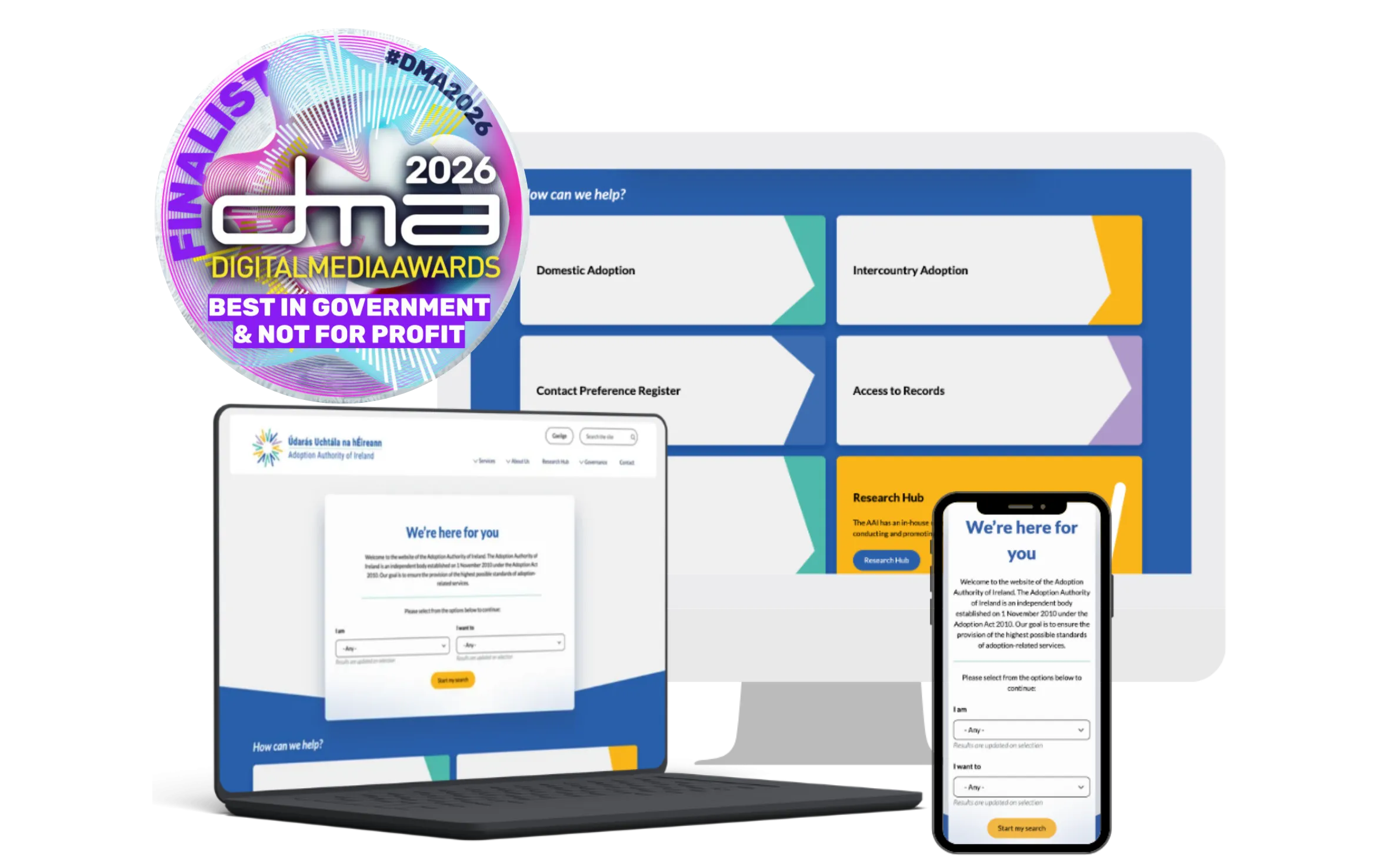 The Adoption Authority of Ireland website is a Digital Media Awards finalist.